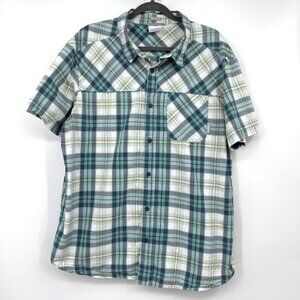Columbia Men's Short Sleeve Button Front Plaid Shirt Size XL regular fit  Blue G